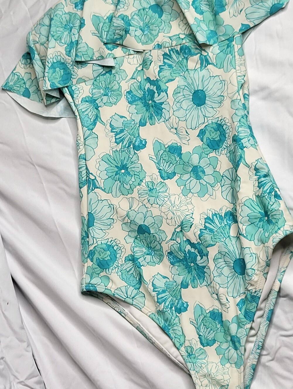 Shade & Shore Turquoise Floral One-Piece Swimsuit
